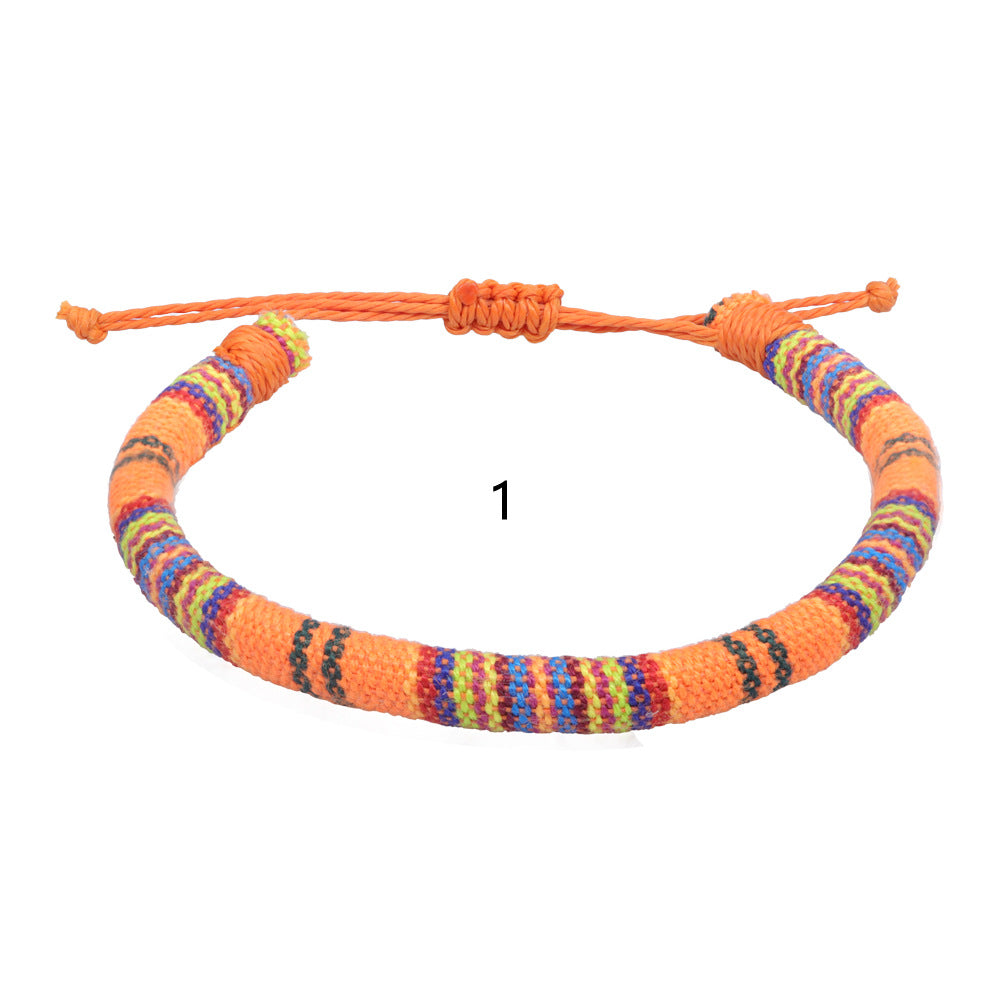 Wholesale Handwoven Colorful Waxed Thread Cotton Rope Bracelet